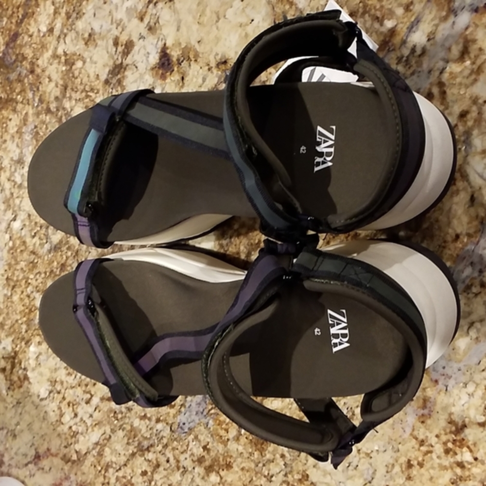 Zara Sandals. Reflective. Thick-soled. NWT $70 retail.